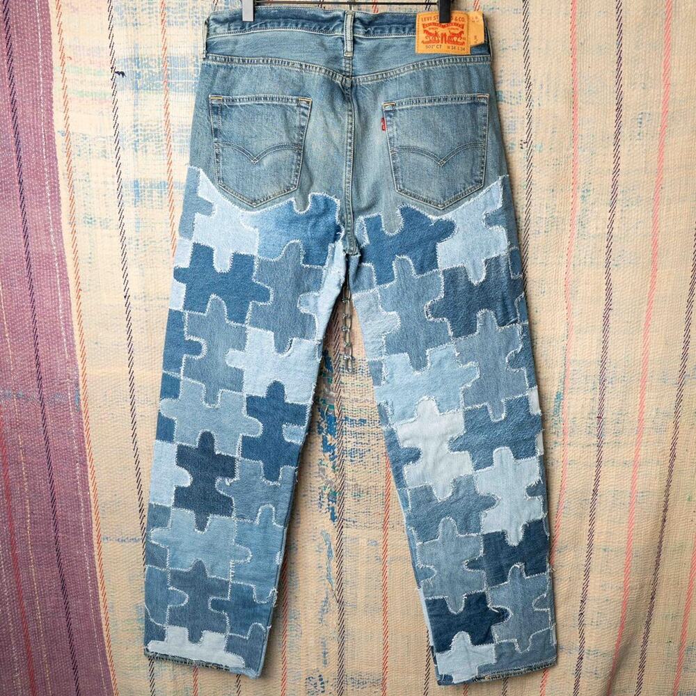 Custom levis patchwork jeans 34x34 - Picture 2 of 5